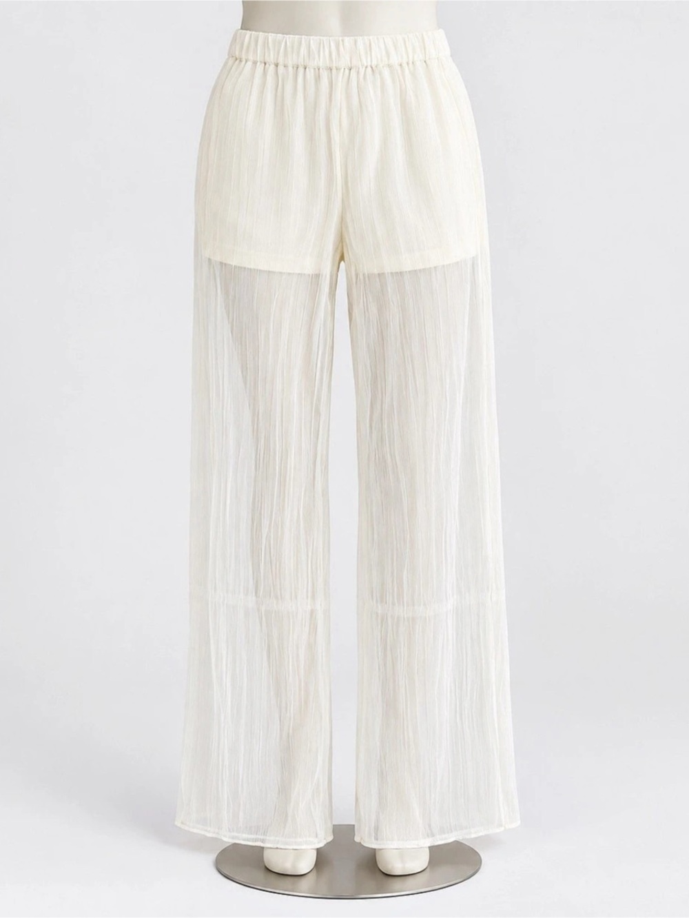 Oak + Fort NWT Ivory Sheer Pleated Wide Leg Pants Size S
